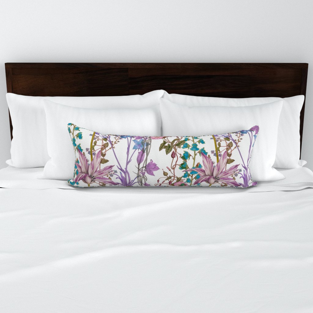 Antique Botanical Garden — botanical fabric on lumbar pillow
