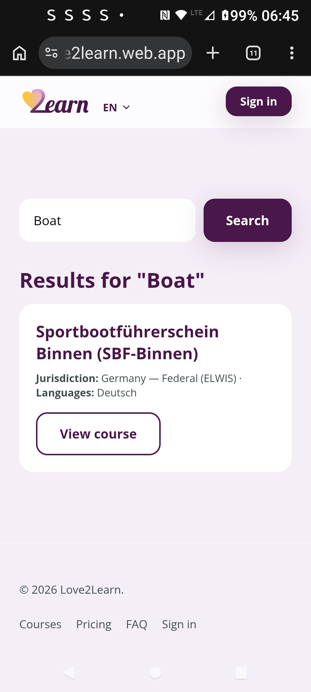 Search results for Boat returning the Sportbootführerschein course
